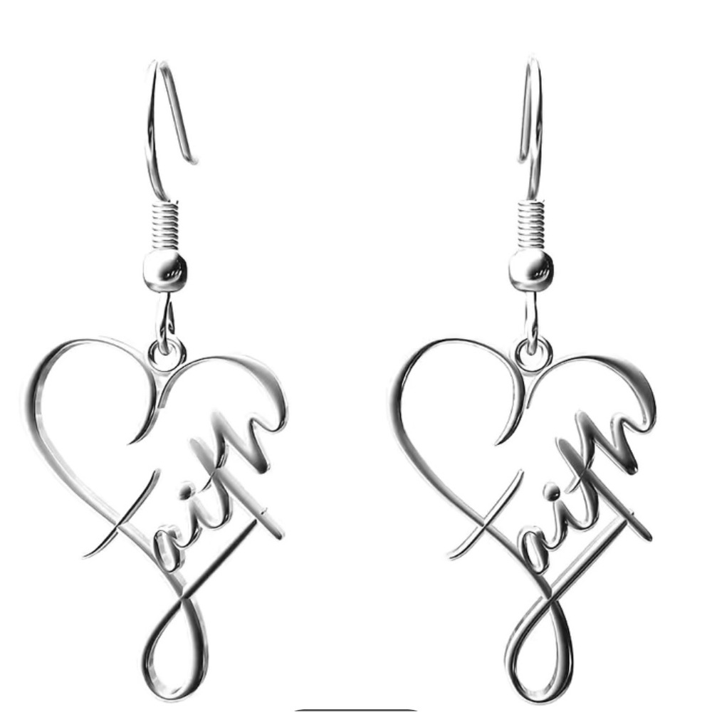 Silver Heart ❤️ Shaped Faith Earrings